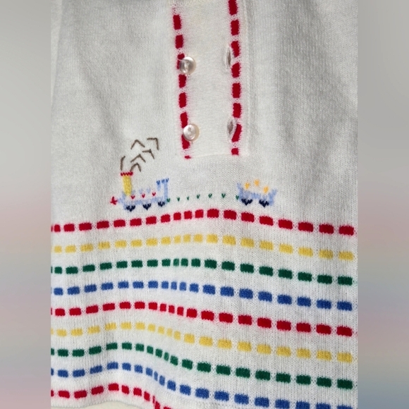 Vintage Baby Infant Broadway Knit Shprt Sleeve Sweater With Train, 12 Months - Picture 2 of 3